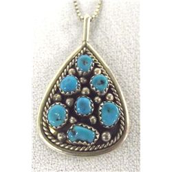 Navajo Sterling Turquoise Pendant Necklace