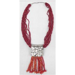 Multi-Strand Coral Bead Necklace