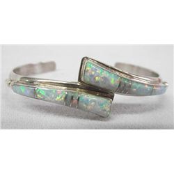 Zuni Sterling Channel Inlay Opal Bracelet