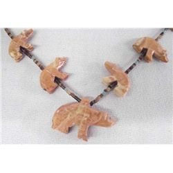 Zuni Carved Quartz Bear Fetish Necklace