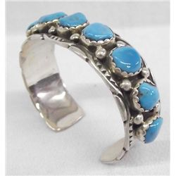 Navajo Sterling 9 Turquoise Nugget Bracelet
