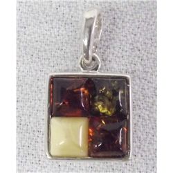 Sterling Silver and Baltic Amber Nuggets Pendant