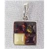 Image 1 : Sterling Silver and Baltic Amber Nuggets Pendant
