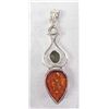 Image 2 : Baltic Amber Turquoise Sterling Pendant