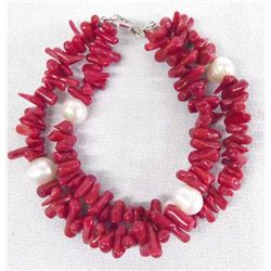 Coral and Pearl Bracelet