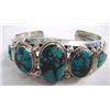 Image 1 : Navajo Silver Turquoise Old Pawn Bracelet