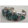 Image 3 : Navajo Silver Turquoise Old Pawn Bracelet