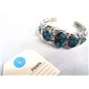 Image 4 : Navajo Silver Turquoise Old Pawn Bracelet