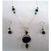 Image 2 : Sterling Lapis Turquoise Necklace Earrings-Jacobs