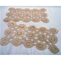 2 Hand Made Vintage Crochet Chair Arm Doilies