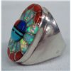 Image 1 : Heavy Large Zuni Channel Inlay Sterling Multi-stone Ring