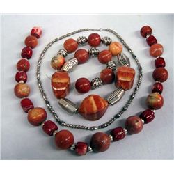 Navajo Sterling Hollow Bead Necklace, Two Strands Beads