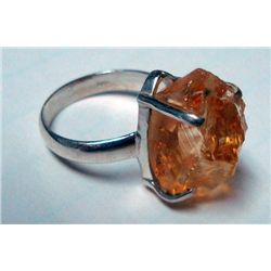 Genuine Polished Rough Citrine Ring