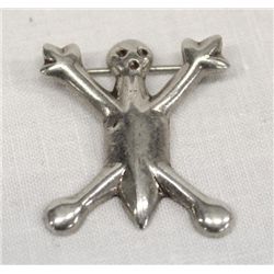 Hopi Sterling Silver Sand Cast Stick Man Pin