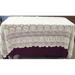 Hand Crocheted Ecru Table Cover