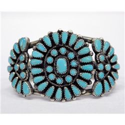 Navajo Sterling Turquoise Cluster Bracelet