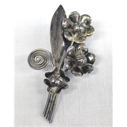 Estate Handmade Sterling Silver Flower Pin