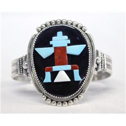 Zuni Overlay Knifewing Sterling Bracelet - Etsate