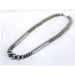 Navajo Sterling Silver Holloware Bead Necklace