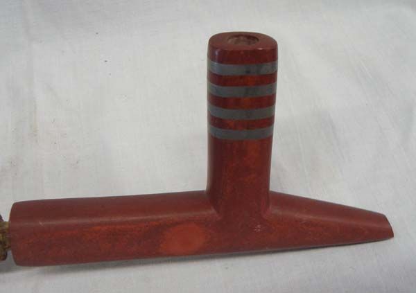 Plains Indian Wood Pipe-Pipestone Lead Inlay Bowl