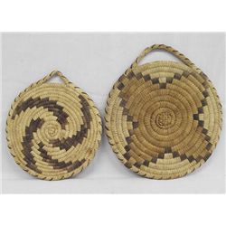 2 1940s Papago Woven Flat Plaques