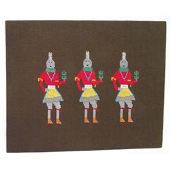 Cross Stitch Panel of 3 Native American Kachinas