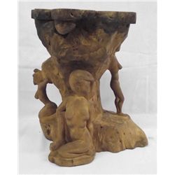Carved Burlwood Nude Female Figures