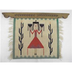 Chimayo Textile Wall Hanging with Wooden Hanger