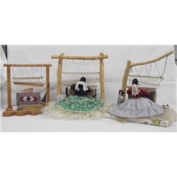 Three Navajo Mini Weaver Looms