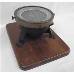 Antique Ship Compass on Walnut Base