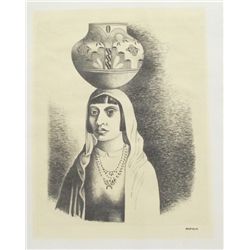 Numbered Litograph of Indian Girl - Emil Bisttram