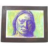 Image 1 : Framed Pastel of Native American Man's Face