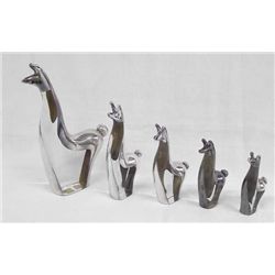 Peruvian Hand Made Sterling and Glass Alpaca Set