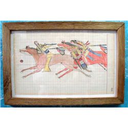 Plains Indian Style Paper Ledger Drawing