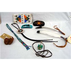 Eight Native American Hand Beaded Items