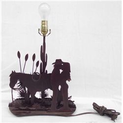 Cowboy Cowgirl Romance Scene Torch Art Metal Lamp
