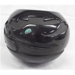 Santa Clara Carved Avanyu pottery - Cain & Naranjo