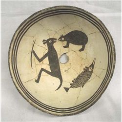 Prehistoric Mimbres Black on White Story Bowl
