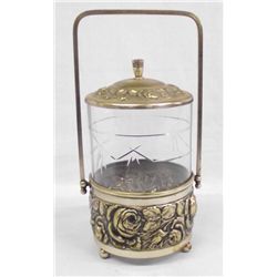 Vintage Stamped Tin and Glass Pickle Castor