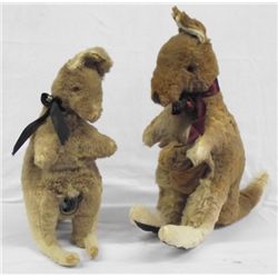 Two Real Fur Kangaroo Plush Toys
