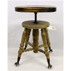 Vintage Swivel Piano Stool with Claw Feet