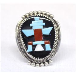 Zuni Knifewing Kachina Overlay Ring - Bev Etsate