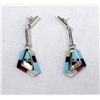 Image 1 : Zuni Sterling Stone to Stone Inlay Earrings - Pino