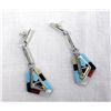 Image 2 : Zuni Sterling Stone to Stone Inlay Earrings - Pino