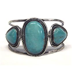 Pawn Navajo Sterling Turquoise Nugget Bracelet