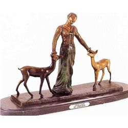"Deer Lady" Bronze Sculpture - Chiparus