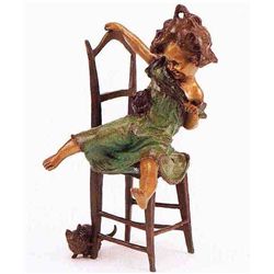 "Girl On Chair" Bronze Sculpture - Clara