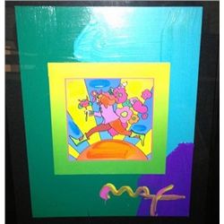 "Jumper Over Sunrise" Peter Max Original Mixed Media