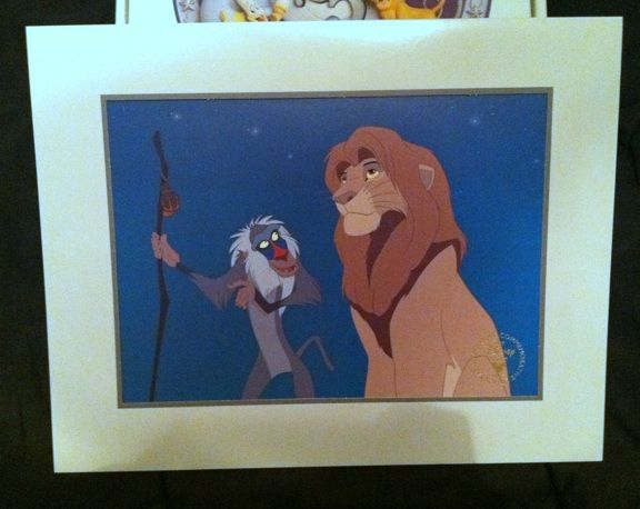 THE LION KING SIMBA RAFIKI LITOGRAPH WITH FRAME DISNEY STORE