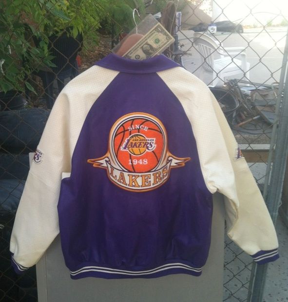 Lakers Los Angeles Nba Basketball Vintage All Leather Embroidered Jacket